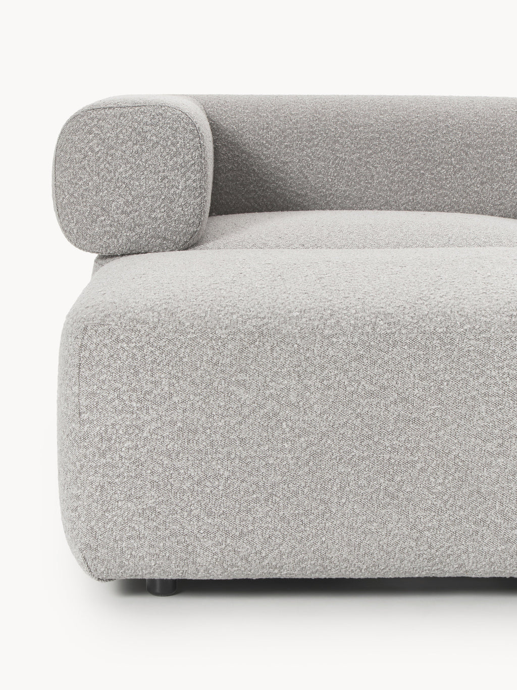 Modulares Bouclé-Sofa Anton (4-Sitzer) mit Hocker (links/rechts)