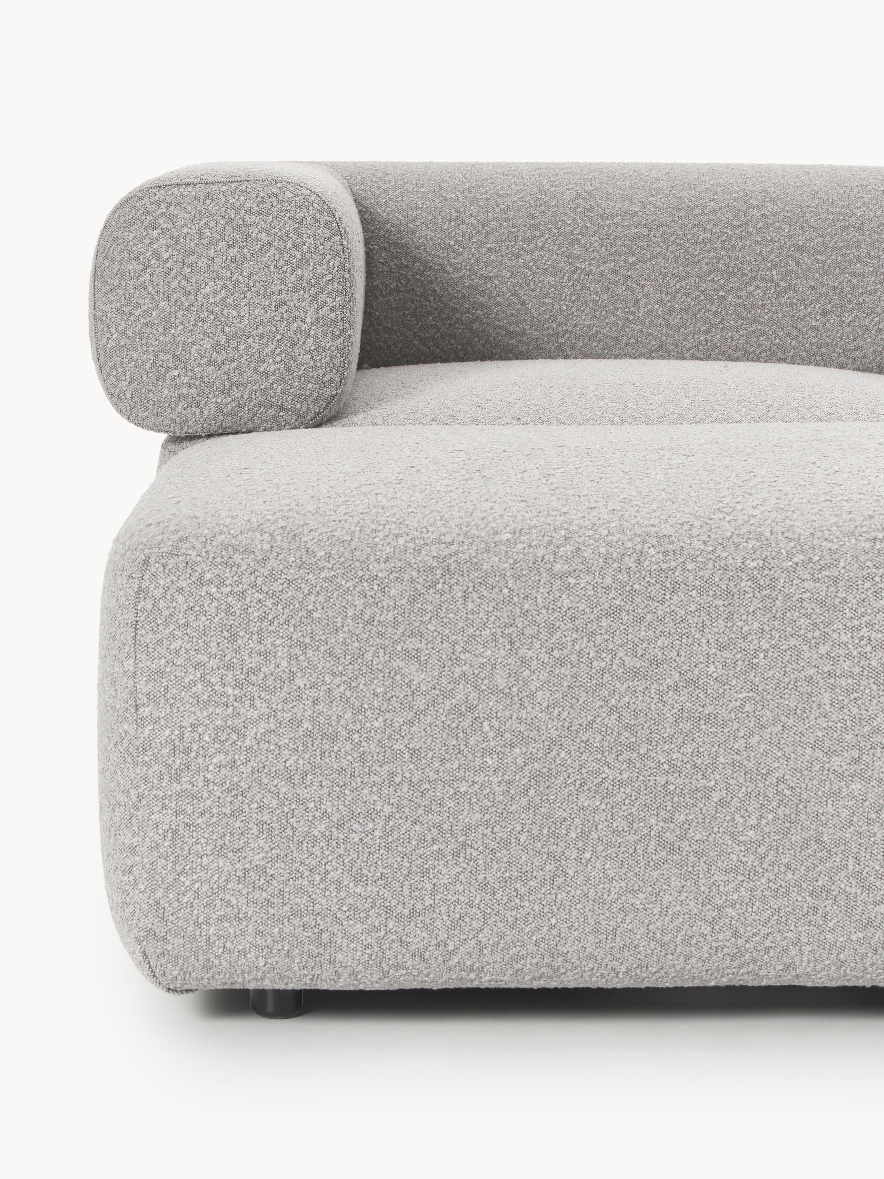 Modulares Bouclé-Sofa Anton (4-Sitzer) mit Hocker (links/rechts)
