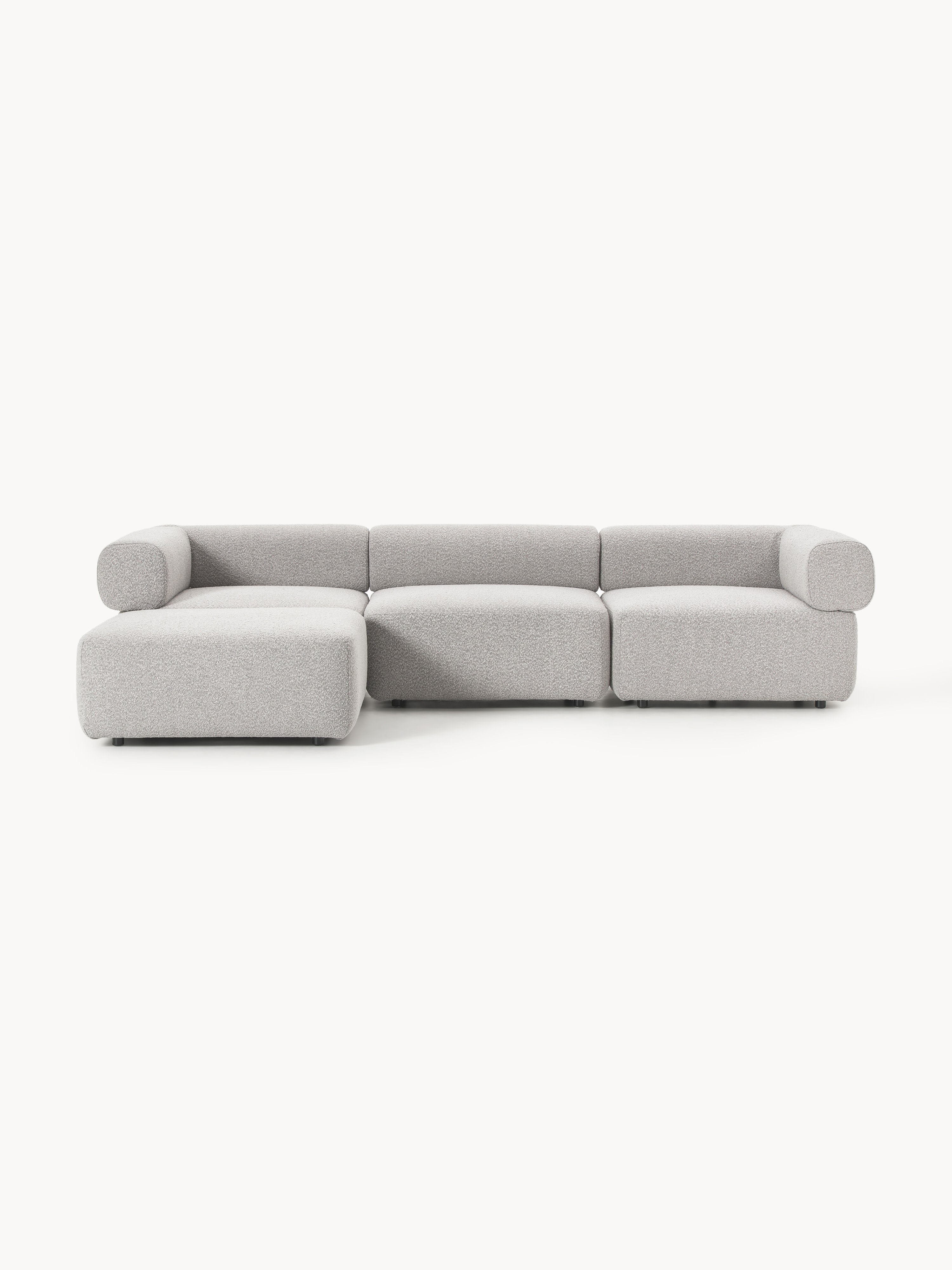 Galeriebild 1 - Modulares Bouclé-Sofa Anton (4-Sitzer) mit Hocker (links/rechts)