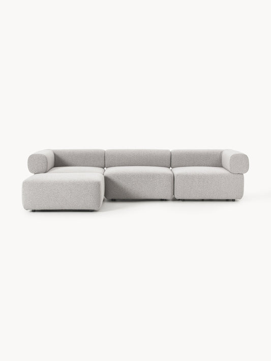 Galeriebild 1 - Modulares Bouclé-Sofa Anton (4-Sitzer) mit Hocker (links/rechts)