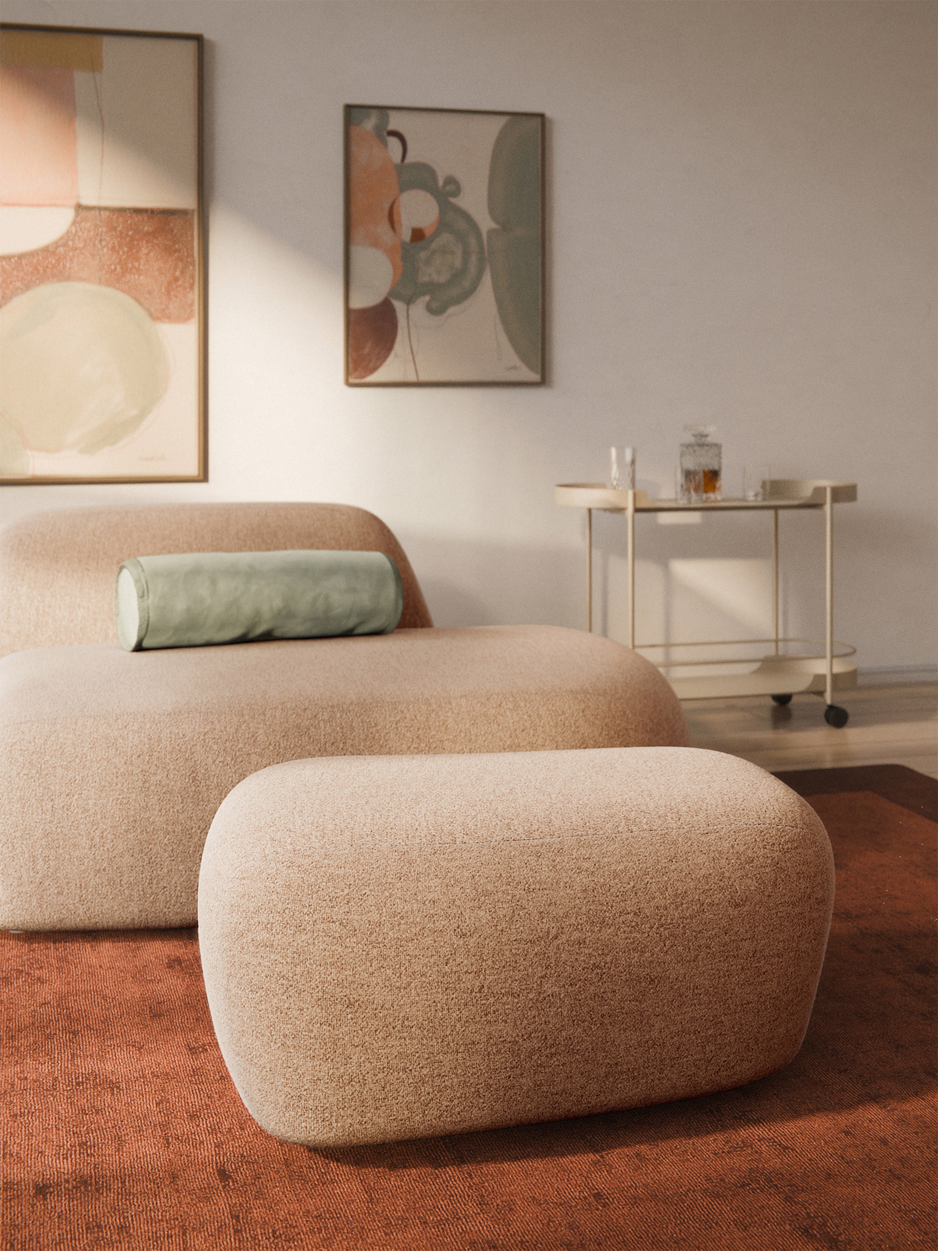 Großer Bouclé-Sofa-Hocker Wolke