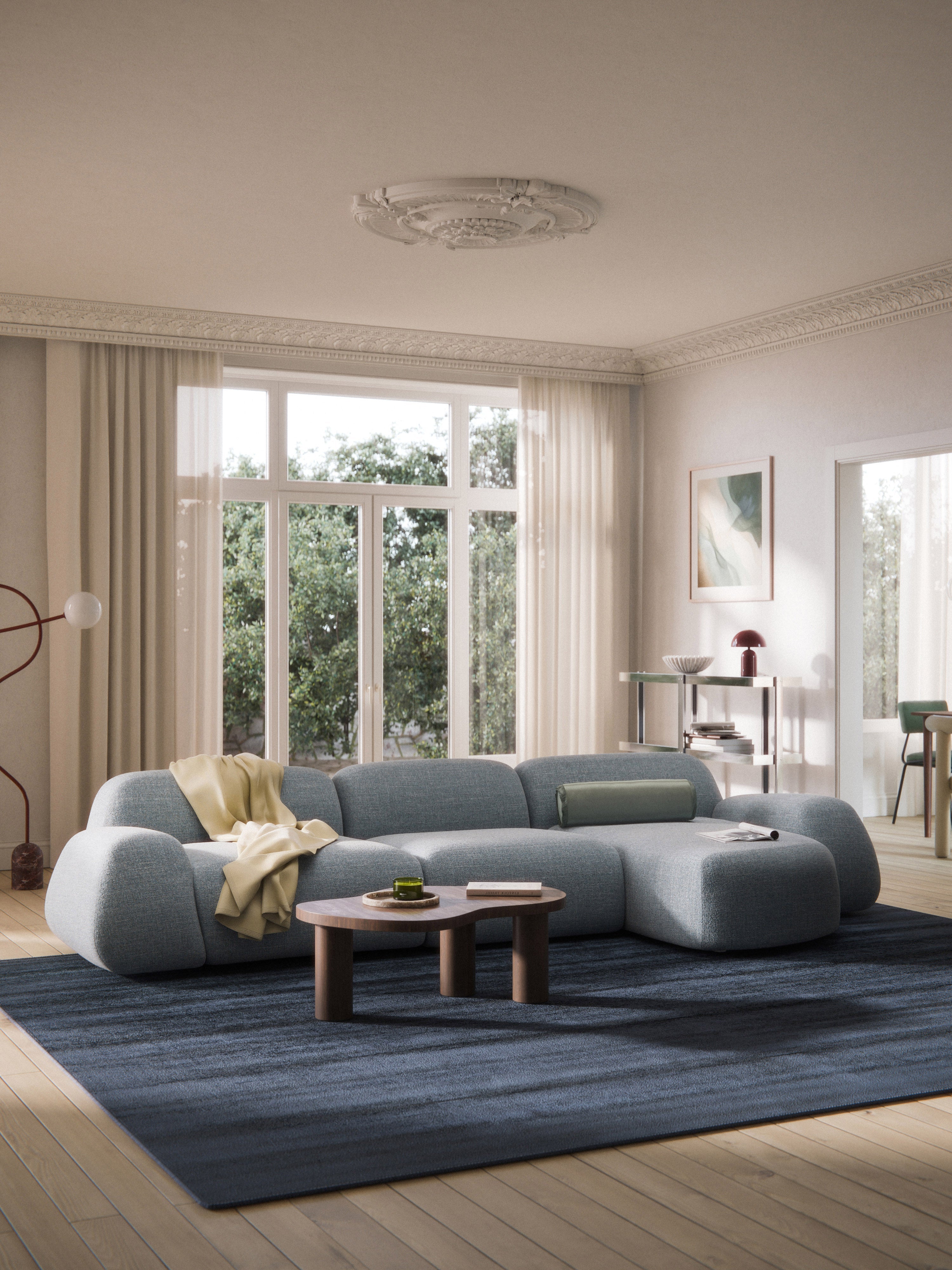 Modulares Bouclé-Ecksofa Wolke (4-Sitzer)