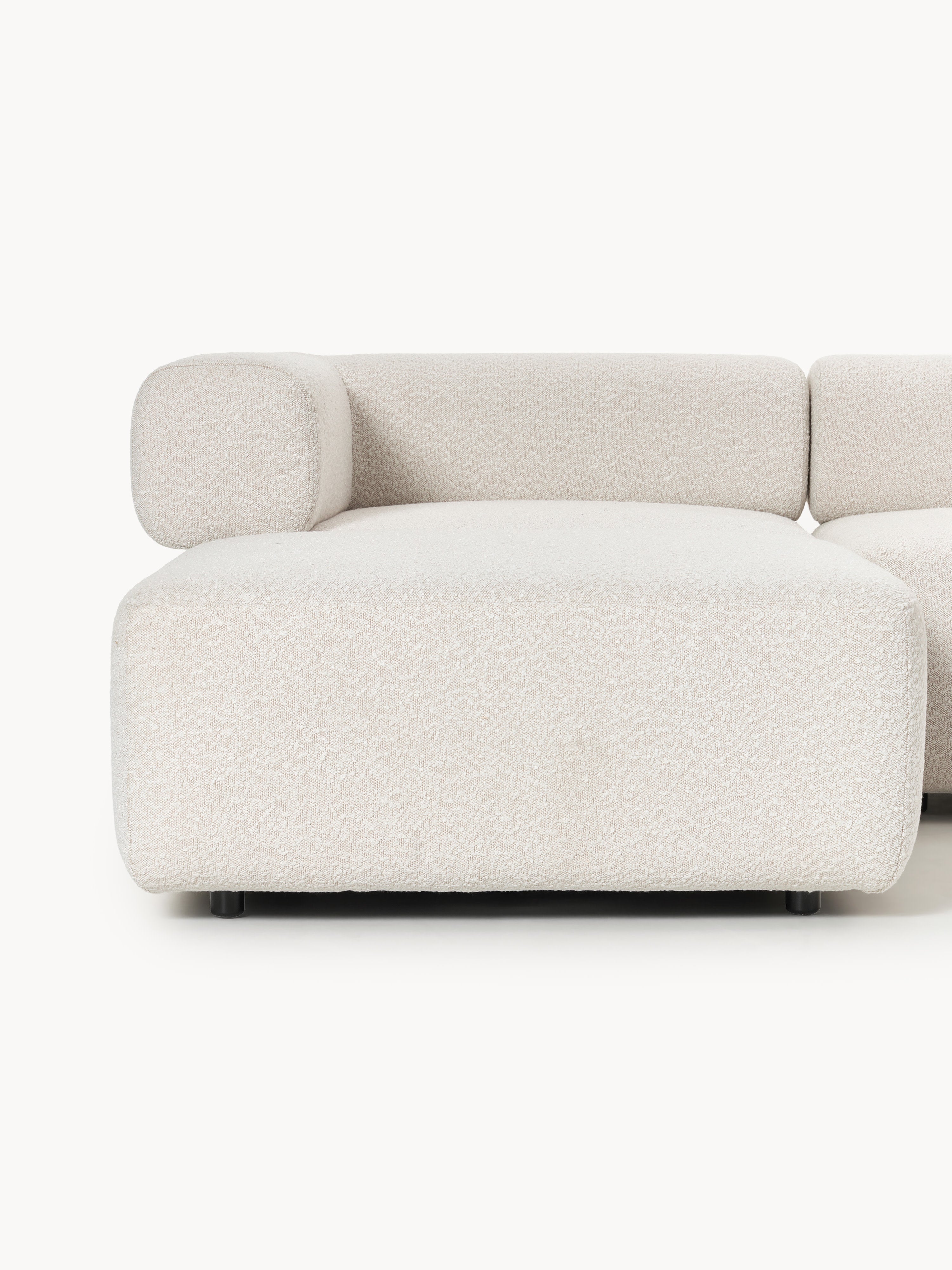 Großes modulares Bouclé-Sofa Anton mit Hocker (links/rechts)