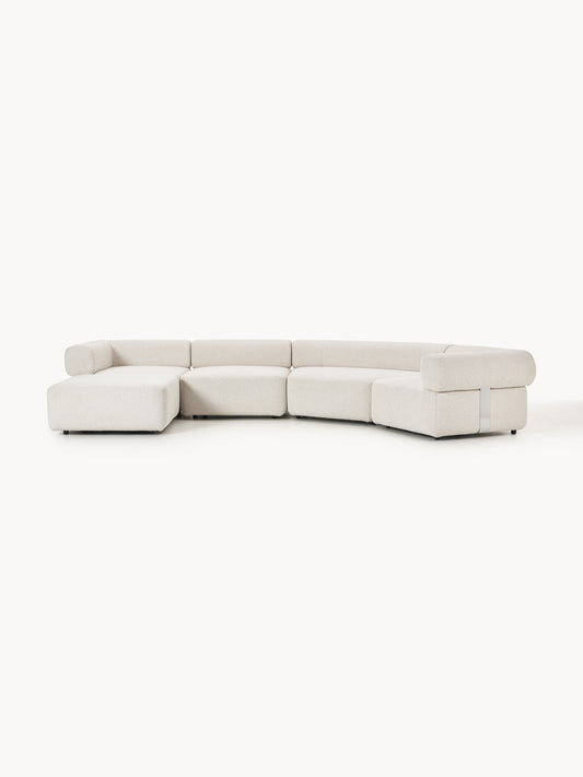 Galeriebild 1 - Großes modulares Bouclé-Sofa Anton mit Hocker (links/rechts)
