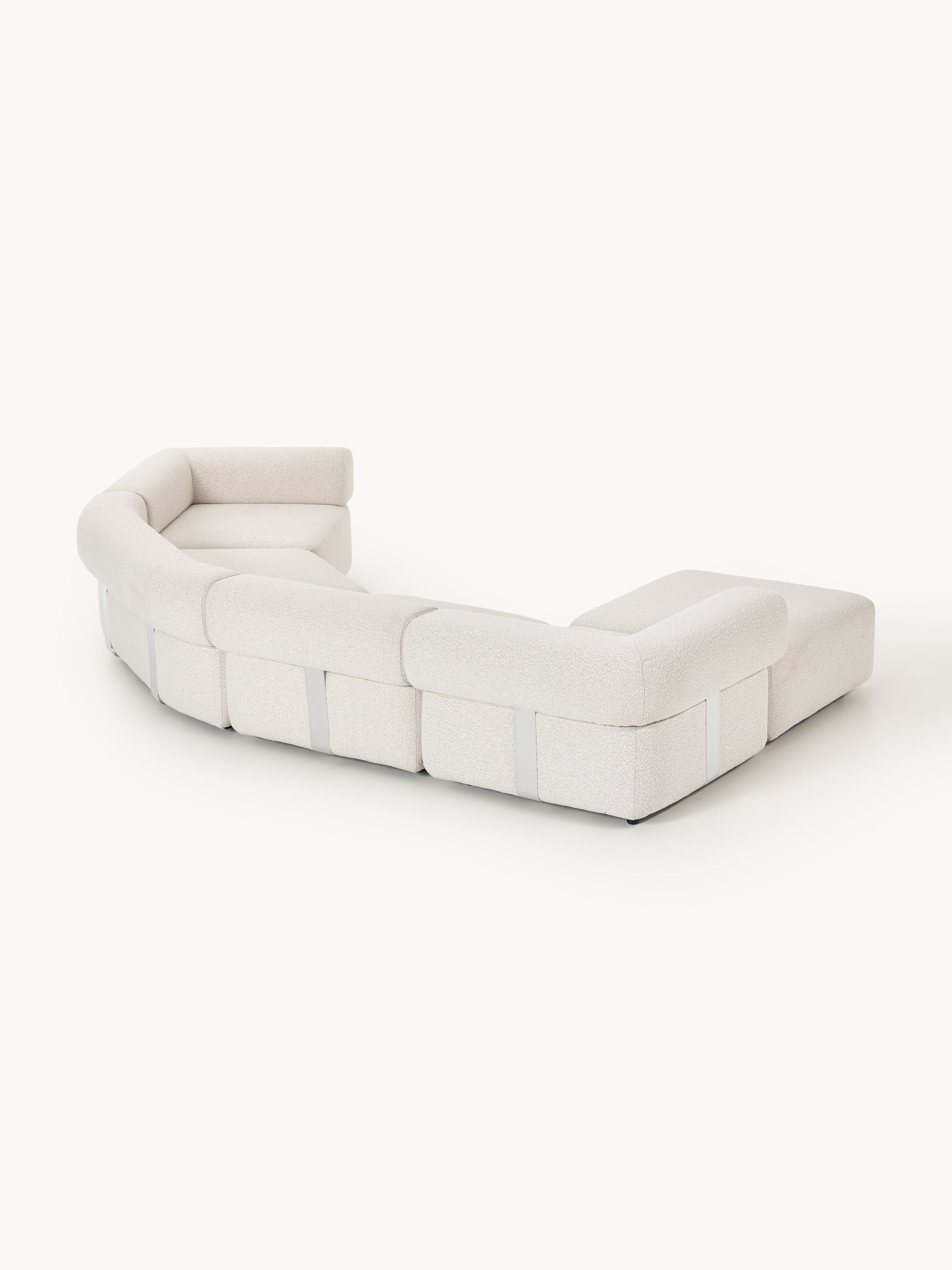 Großes modulares Bouclé-Sofa Anton mit Hocker (links/rechts)