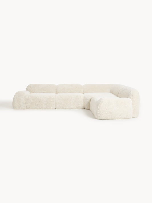 Galeriebild 1 - Modulares Teddy-Bouclé-Ecksofa Wolke (4-Sitzer)
