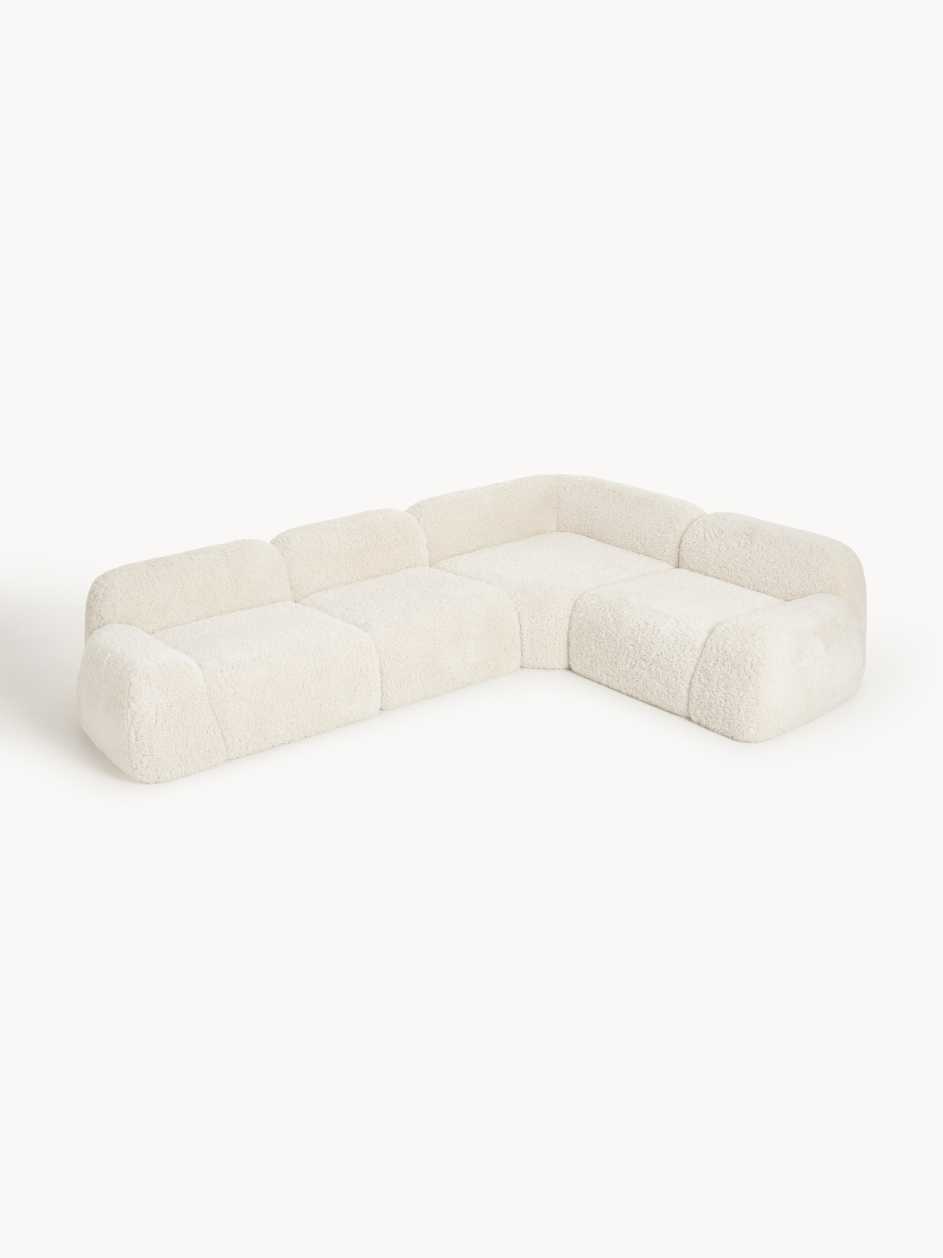 Modulares Teddy-Bouclé-Ecksofa Wolke (4-Sitzer)