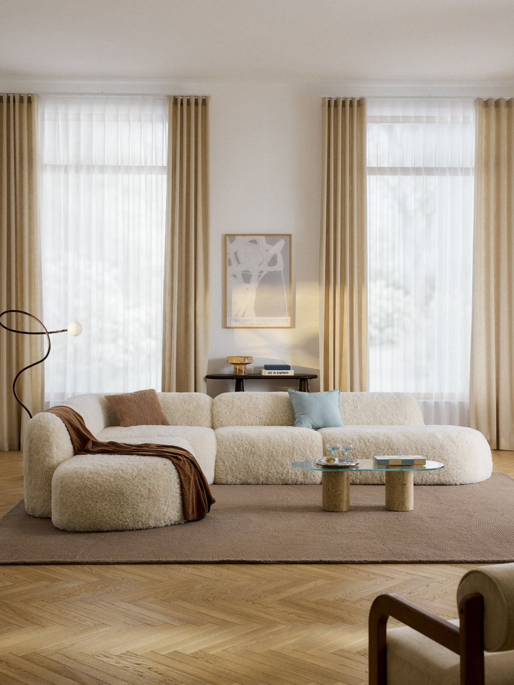 XL Modulares Teddy-Ecksofa Wolke mit Chaiselongue