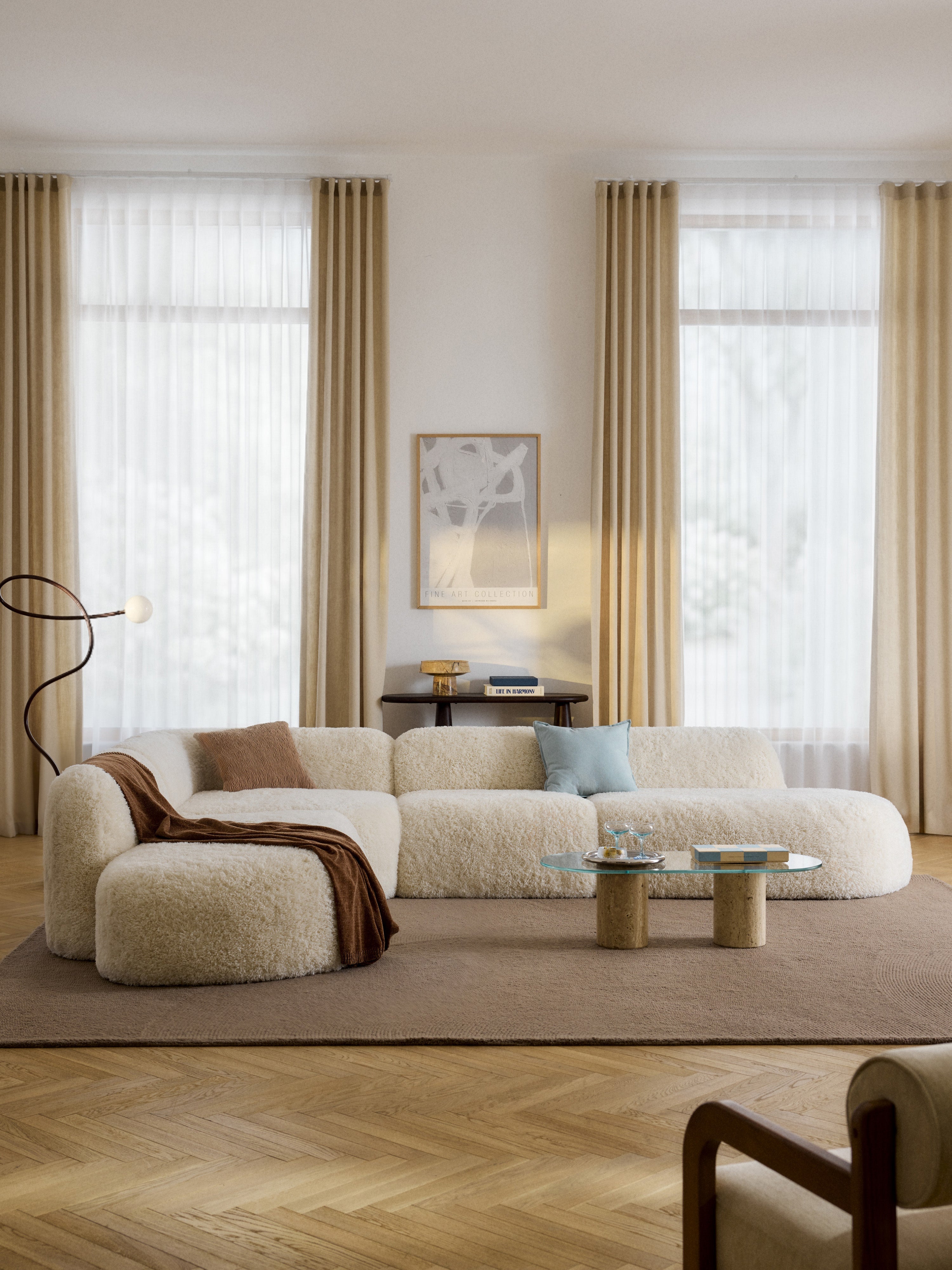 XL Modulares Teddy-Ecksofa Wolke mit Chaiselongue