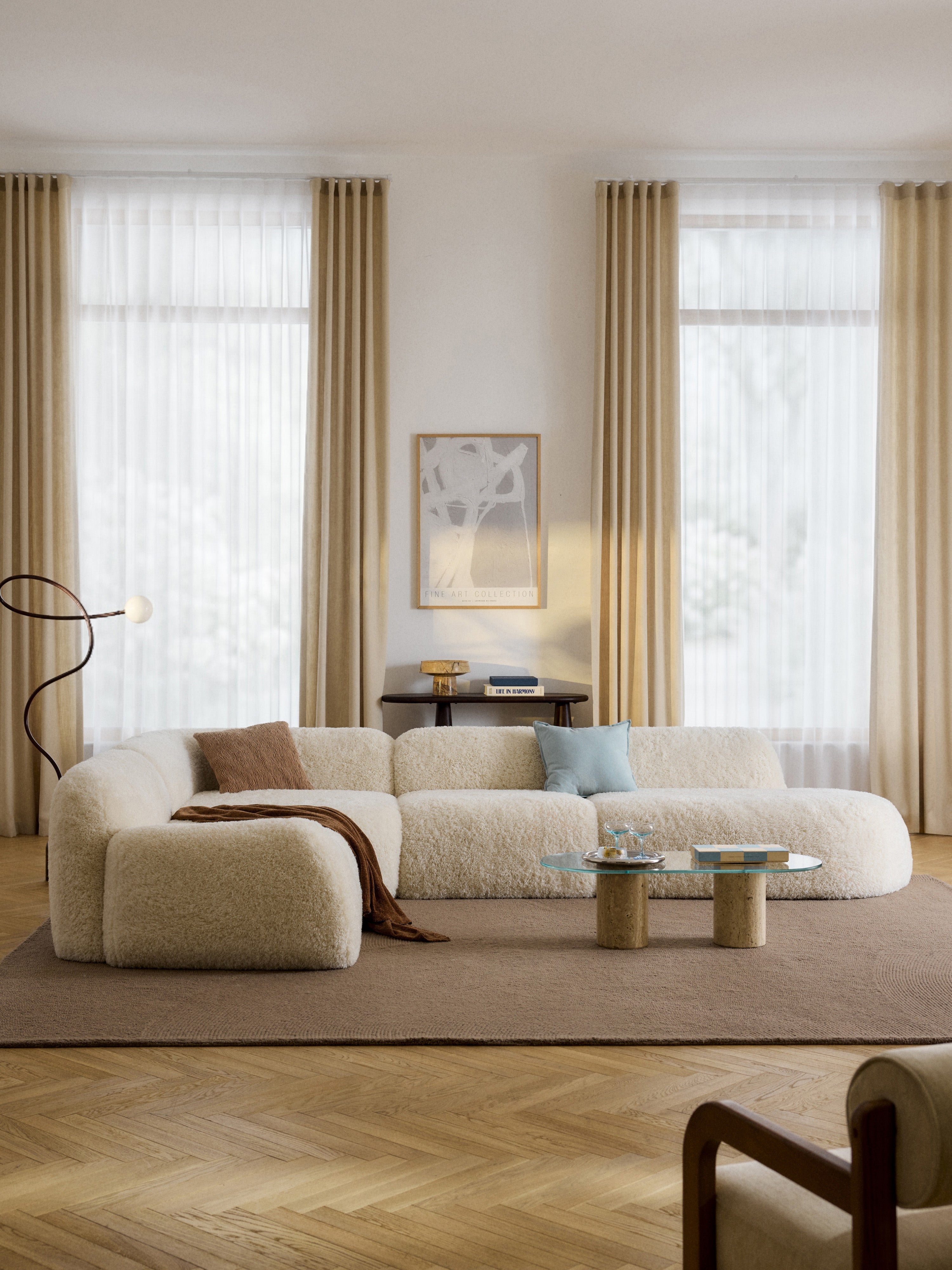 XL Modulares Teddy-Ecksofa Wolke mit Chaiselongue